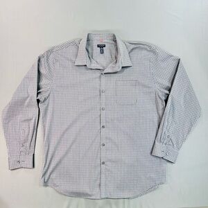 Van Heusen Men's Gray Checkered Button Down Shirt